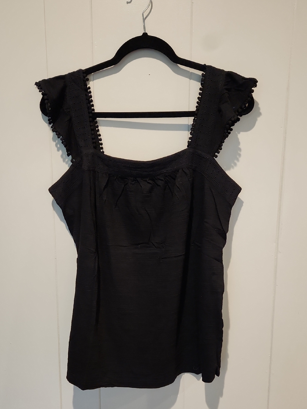 Style & Co. Womens Black Ruffle Strap Square-Neck Camisole L